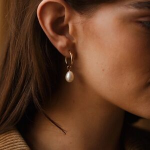 14kGold Fill Pearl Hoop Earrings